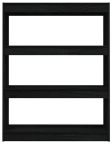 Libreria/divisorio nero 100x30x103 cm in legno massello di pino