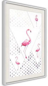 Poster  Flamingos and Triangles  Cornice Quadri Cornice d'oro con passe-partout, Larghezza x Altezza Home decor 30x45