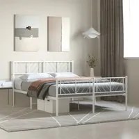 Giroletto con Testiera e Pediera Metallo Bianco 140x190 cm 372246