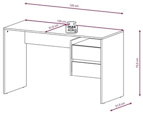 Scrivania con cassetti MARLO rovere artisan/bianco