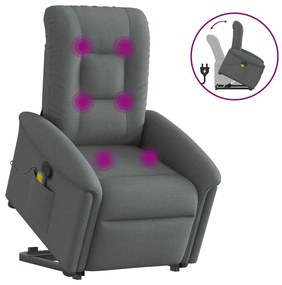 Poltrona Alzapersona Massaggi Reclinabile Grigio Scuro Tessuto /