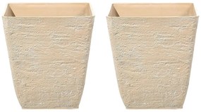 Set di 2 vasi quadrati per interno ed esterno beige 39 x 39 x 43 cm DELOS Beliani
