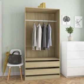 Armadio Rovere Sonoma 100x50x200 Cm İn Legno Multistrato /