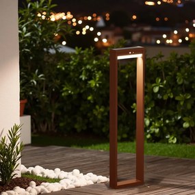 Paletto da giardino Solare Corten con Sensore di Mov. 80cm serie VELA Colore  Bianco Naturale 4.000K