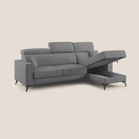 Pegaso divano letto angolare con poggiatesta reclinabili e rivestimento impermeabile T02 grigio