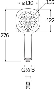JIKA H3611X30044711 - Doccia a mano CUBITO cromo lucido