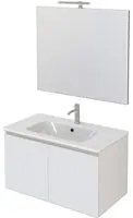 Mobile Bagno Sospeso 80 cm Lavabo e Specchio Bonussi Fenice Bianco Opaco