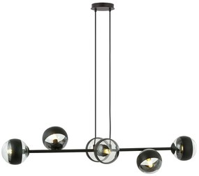 Lampadario Contemporaneo Durga Acciaio Nero 6 Luci E14 Ip20