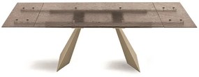 Tavolo allungabile 240 cm WATERS base in metallo Beige e piano in vetro Bronzo