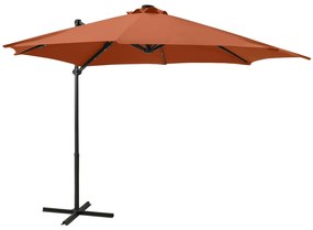Ombrellone A Sbalzo Con Palo E Luci A Led Terracotta 300 Cm /