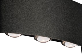 Lampada da parete per esterni nera con LED 6 luci IP54 - Silly