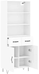 Credenza bianca 69,5x34x180 cm in legno multistrato