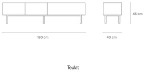 Tavolo TV in rovere decorato in bianco e naturale 180x45 cm Arista - Teulat