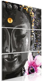 Quadro Buddha and Flower (3 Parts) Vertical  Colore Giallo, Dimensioni e Misure 60x90