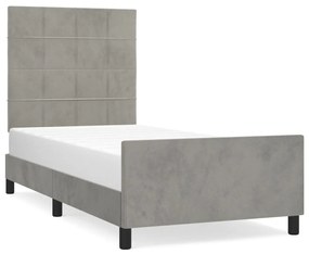 Giroletto con testiera grigio chiaro 90x200 cm in velluto
