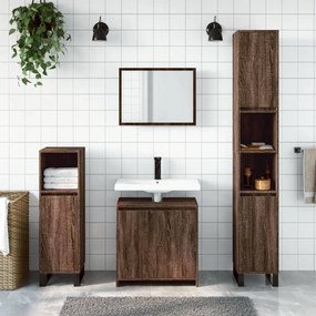 Set mobili da bagno 2 pz rovere marrone in legno multistrato