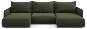 Divano angolare verde allungabile/con contenitore Nanea – Makamii