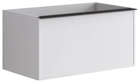 Mobile da bagno sospeso sotto lavabo L 80 x H 40 x P 45.5 cm bianco laccato opaco, 2 cassetti Pixel frame