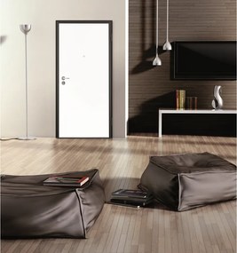 Porta blindata YALE Iron L 80 x H 210 cm in melaminico noce/bianco, apertura spingere a sinistra, falso telaio incluso