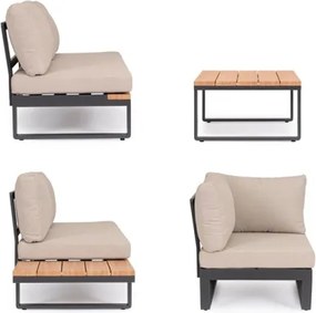 Salotto Angolare In Alluminio Con Cuscini E Tavolino Zelmar Antracite Bizzotto