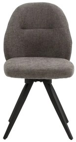 Set di sedie girevoli ZENNENDAL in tessuto grigio e gambe in metallo nero