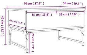 Tavolino da Salotto Nero 70x50x40 cm Legno Multistrato Metallo