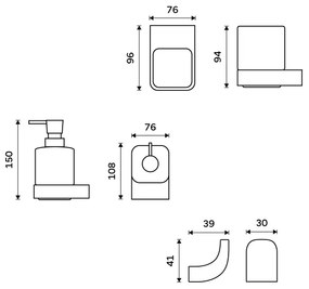NIMCO NKC set-31K-T-90-Distributore di sapone, portaspazzolino e gancio a muro NIKAU