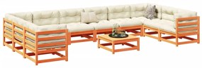 Set divani da giardino 11pz marrone cera legno massello di pino