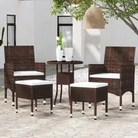 Set Divani da Giardino 5 pz in Polyrattan Marrone 3058471