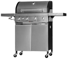 Barbecue a gas in acciaio inox con pietra lavica 4 fuochi e piastra in ghisa Ke Grill