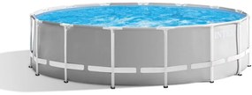 GRE - Intex 26726NP – Piscina Fuori Terra Prisma Frame Rotonda, Pompa Filtro 3785 L/h, Scaletta, Telo Base e Copertura, 16805 l, Acciaio e pvc,