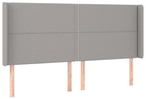 Letto a Molle Materasso e LED Grigio Chiaro 200x200 cm Tessuto