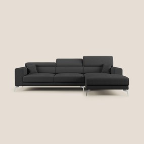 Blade Divano moderno angolare con poggiatesta reclinabili in tessuto impermeabile simil-cotone T13