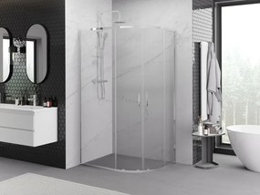 Mexen Exo-S Duo cabina doccia semicircolare asimmetrica scorrevole 90 x 80 cm, trasparente, cromo - 8132-090-080-01-00
