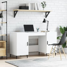 Scrivania Bianca 140x50x75 Cm İn Legno Multistrato /