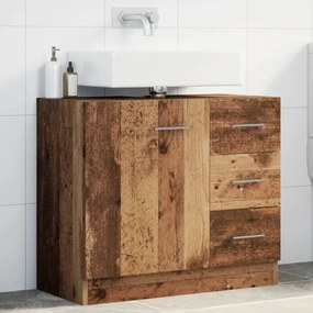 Mobile Sottolavabo Legno Vecchio 63x30x54 Cm İn Truciolato /
