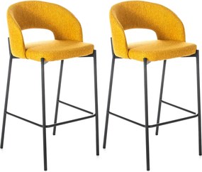 Set 2 Sgabelli 52x50x89 cm in Tessuto Greta Giallo...