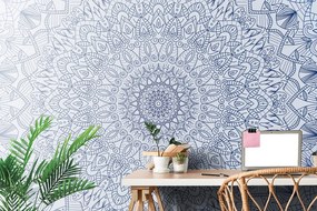 Carta da parati – Mandala ornamentale dettagliata in blu
