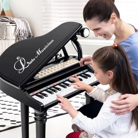 Costway Tastiera per pianoforte a 31 tasti per bambini con sgabello, Pianoforte giocattolo portatile con microfono