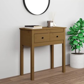 Tavolo Consolle Marrone Ambra 70x35x75cm Legno Massello Di Pino /