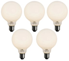 Set di 5 Lampadine LED E27 a Dimmer Vetro Opalino G95 5W 450lm 3000K