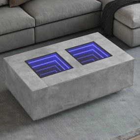 Tavolino Salotto Con Led Infinity Grigio Cemento 116x69x40 Cm /