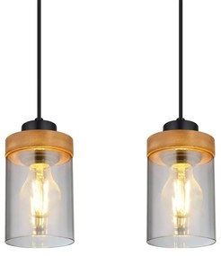 Globo 15557-4H - Lampadario a sospensione con filo FINCA 4xE27/40W/230V metallo/legno