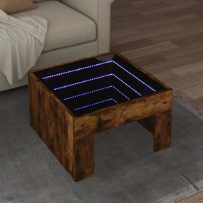 Tavolino Da Salotto Con Led Infinity Rovere Fumo 50x50x30 Cm /