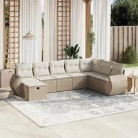 Set Divano da Giardino 8 pz con Cuscini Beige in Polyrattan 3264204