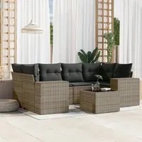 Set Divani da Giardino 7 pz con Cuscini Grigio in Polyrattancod mxl 90574