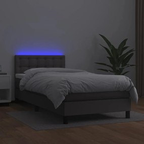 Giroletto molle con materasso e led grigio 80x200cm similpelle