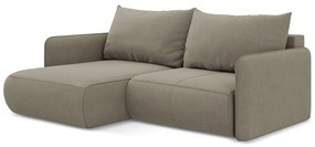 Divano angolare beige allungabile/con contenitore (con penisola a sinistra) Nanea – Makamii