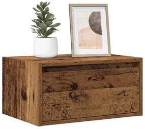 Comodini A Parete Con Luci Led 2 Pz Legno Antico /