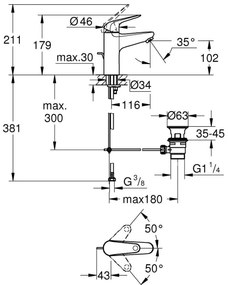 GROHE 24325001 - Miscelatore lavabo SWIFT DN 15, misura M, cromo lucido